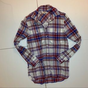 Madewell Blue Red Ivory Plaid Button Down Shirt